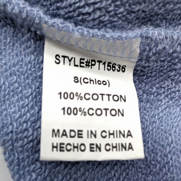 Peyton Valley Cropped Sweatshirt Hoodie W Cutout Shoulder, Blue, Women's Small - Picture 7 of 7